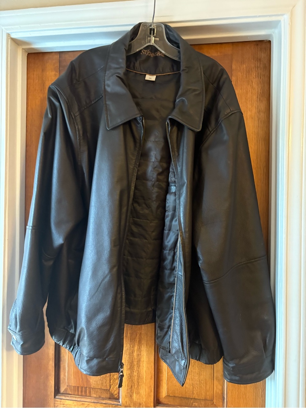 Black Leather Jacket for Men - Classic Zip Front - Picture 2 of 2